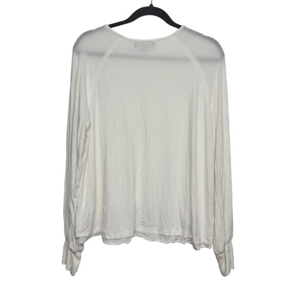 Lulus White Long Sleeve Ribbed Top Size L Layering Lightweight Semi Sheer Casual - Picture 6 of 6